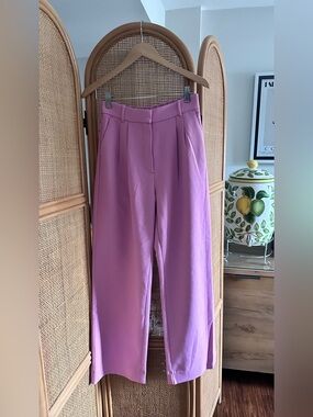 Abercrombie & Fitch Pink Wide-Leg High-Rise Trousers